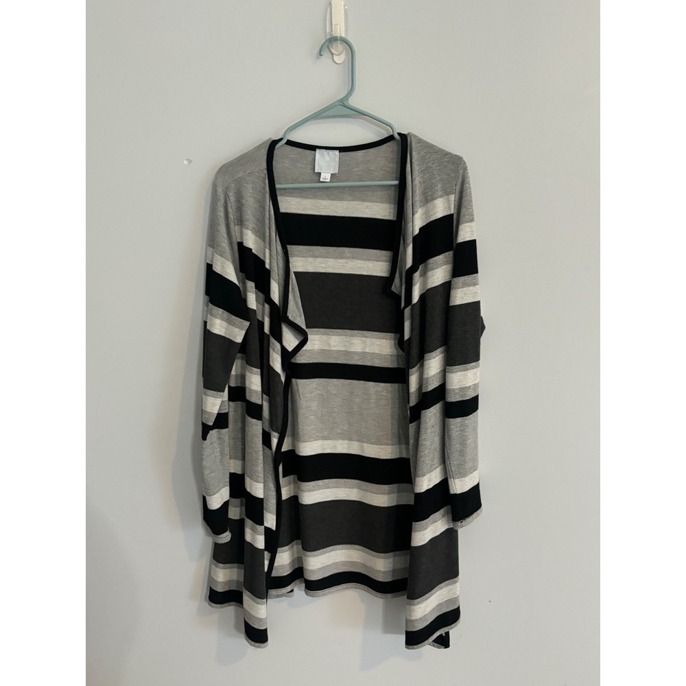 Sunday Open Front Cardigan Striped Lightweight‎ Sweater Knit Cover Up Large